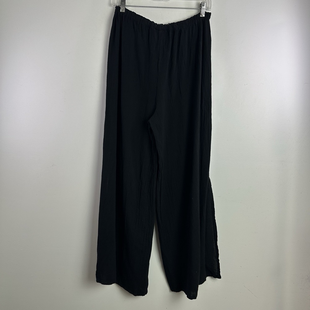 Oh My Gauze Pure Cotton Pull On Palazzo Pants with Side Slit Black Size 2 Resort - Picture 5 of 9